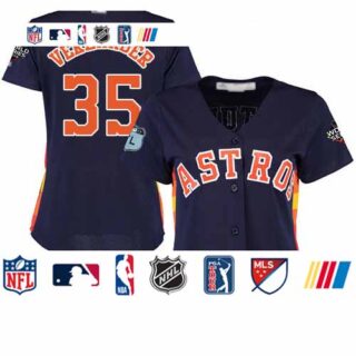 Astros #35 Justin Verlander Navy Blue Alternate 2019 World Series Bound Women's Stitched Baseball Jersey