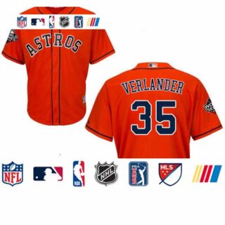 Astros #35 Justin Verlander Orange Cool Base 2019 World Series Bound Stitched Youth Baseball Jersey