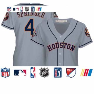 Astros #4 George Springer Grey Road 2019 World Series Bound Women's Stitched Baseball Jersey