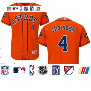 Astros #4 George Springer Orange Flexbase Authentic Collection 2019 World Series Bound Stitched Baseball Jersey