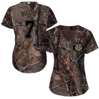 Astros #7 Craig Biggio Camo Realtree Collection Cool Base Women's Stitched Baseball Jersey
