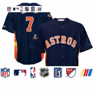 Astros #7 Craig Biggio Navy Blue Cool Base 2019 World Series Bound Stitched Youth Baseball Jersey