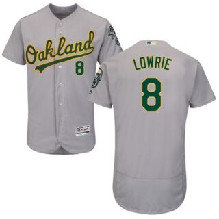 Athletics #8 Jed Lowrie Grey Flexbase Authentic Collection Stitched Baseball Jersey
