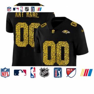 Baltimore Ravens Custom Men's Nike Leopard Print Fashion Vapor Limited NFL Jersey Black