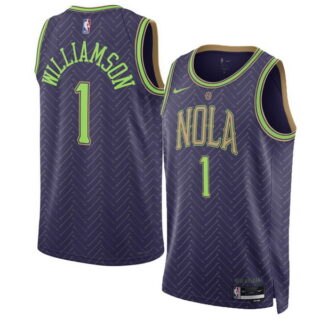 Men's New Orleans Pelicans #1 Zion Williamson Purple 2024-25 City Ediiton Stitched Basketball Jersey