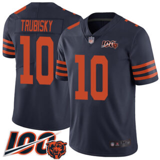 Bears #10 Mitchell Trubisky Navy Blue Alternate Men's Stitched Football 100th Season Vapor Limited Jersey