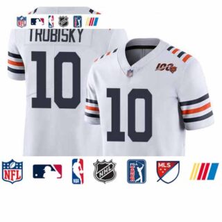 Bears #10 Mitchell Trubisky White Alternate Men's Stitched Football Vapor Untouchable Limited 100th Season Jersey