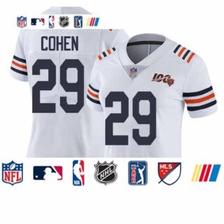 Bears #29 Tarik Cohen White Alternate Women's Stitched Football Vapor Untouchable Limited 100th Season Jersey
