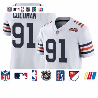 Bears #91 Eddie Goldman White Alternate Men's Stitched Football Vapor Untouchable Limited 100th Season Jersey