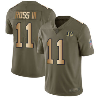 Bengals #11 John Ross III Olive Gold Men's Stitched Football Limited 2017 Salute To Service Jersey