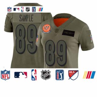 Bengals #89 Drew Sample Camo Women's Stitched Football Limited 2019 Salute to Service Jersey