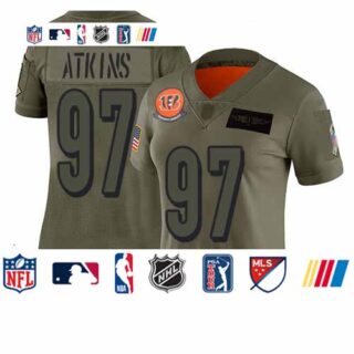 Bengals #97 Geno Atkins Camo Women's Stitched Football Limited 2019 Salute to Service Jersey