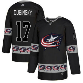 Blue Jackets 17 Brandon Dubinsky Black Team Logos Fashion Adidas Jersey