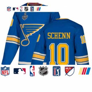 Blues #10 Brayden Schenn Blue Alternate Authentic Stanley Cup Final Bound Stitched Hockey Jersey