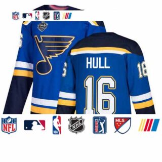 Blues #16 Brett Hull Blue Home Authentic Stanley Cup Final Bound Stitched Hockey Jersey