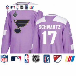 Blues #17 Jaden Schwartz Purple Authentic Fights Cancer Stanley Cup Final Bound Stitched Youth Hockey Jersey