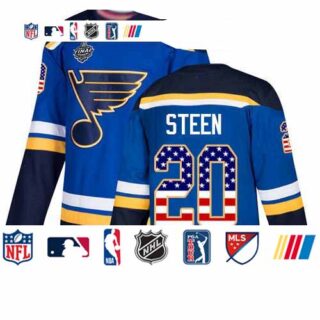 Blues #20 Alexander Steen Blue Home Authentic USA Flag Stanley Cup Final Bound Stitched Youth Hockey Jersey