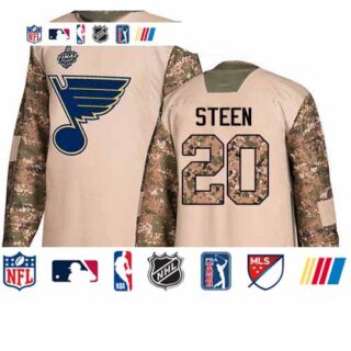 Blues #20 Alexander Steen Camo Authentic 2017 Veterans Day Stanley Cup Final Bound Stitched Youth Hockey Jersey