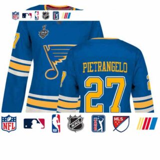Blues #27 Alex Pietrangelo Blue Alternate Authentic Stanley Cup Final Bound Women's Stitched Hockey Jersey