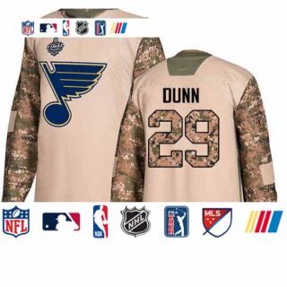 Blues #29 Vince Dunn Camo Authentic 2017 Veterans Day Stanley Cup Final Bound Stitched Hockey Jersey