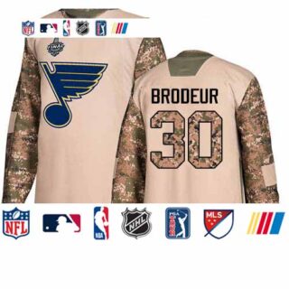 Blues #30 Martin Brodeur Camo Authentic 2017 Veterans Day Stanley Cup Final Bound Stitched Hockey Jersey