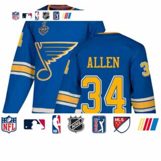Blues #34 Jake Allen Blue Alternate Authentic Stanley Cup Final Bound Stitched Hockey Jersey
