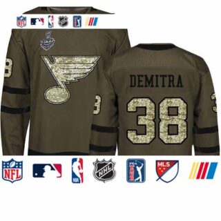 Blues #38 Pavol Demitra Green Salute to Service Stanley Cup Final Bound Stitched Hockey Jersey