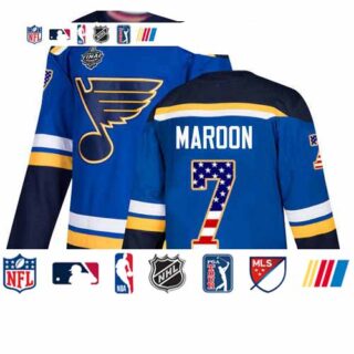 Blues #7 Patrick Maroon Blue Home Authentic USA Flag Stanley Cup Final Bound Stitched Hockey Jersey