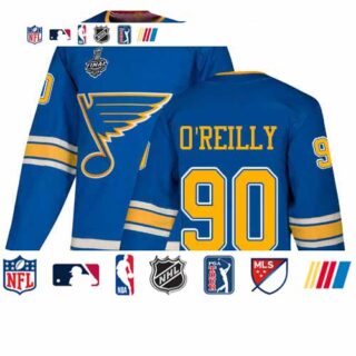 Blues #90 Ryan O'Reilly Blue Alternate Authentic Stanley Cup Final Bound Stitched Hockey Jersey
