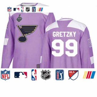 Blues #99 Wayne Gretzky Purple Authentic Fights Cancer Stanley Cup Final Bound Stitched Youth Hockey Jersey