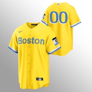 Boston Red Sox Personalized Men's Nike 2021 City Connect Gold Fans Version MLB Jersey - No Name