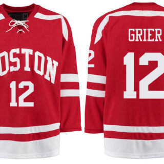 Boston University Terriers BU 12 Mike Grier Red Stitched Hockey Jersey