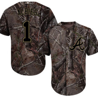 Braves #1 Ozzie Albies Camo Realtree Collection Cool Base Stitched Youth Baseball Jersey