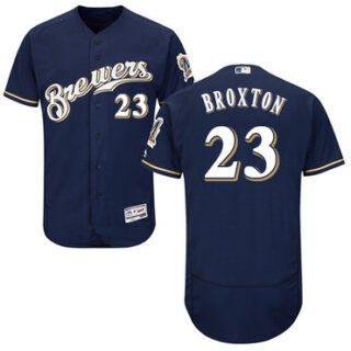 Brewers #23 Keon Broxton Navy Blue Flexbase Authentic Collection Stitched Baseball Jersey