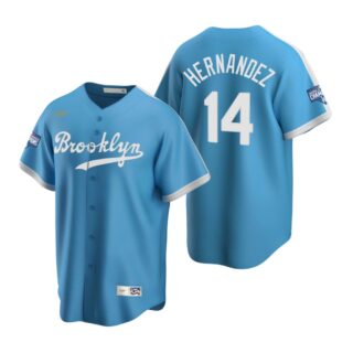 Brooklyn Dodgers #14 Enrique Hernandez Light Blue 2020 World Series Champions Cooperstown Collection Jersey