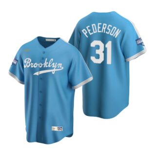 Brooklyn Dodgers #31 Joc Pederson Light Blue 2020 World Series Champions Cooperstown Collection Jersey