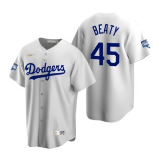 Brooklyn Dodgers #45 Matt Beaty White 2020 World Series Champions Cooperstown Collection Jersey