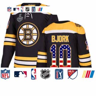 Bruins #10 Anders Bjork Black Home Authentic USA Flag Stanley Cup Final Bound Stitched Hockey Jersey