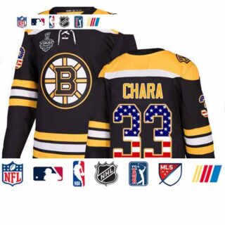 Bruins #33 Zdeno Chara Black Home Authentic USA Flag Stanley Cup Final Bound Stitched Hockey Jersey