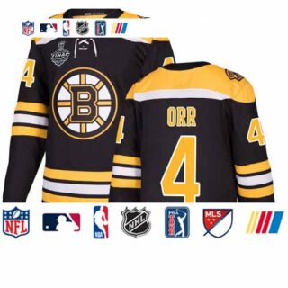 Bruins #4 Bobby Orr Black Home Authentic Stanley Cup Final Bound Stitched Hockey Jersey