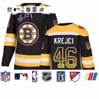 Bruins #46 David Krejci Black Home Authentic Drift Fashion Stanley Cup Final Bound Stitched Hockey Jersey