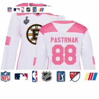 Bruins #88 David Pastrnak White Pink Authentic Fashion Stanley Cup Final Bound Women's Stitched Hockey Jersey