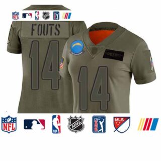 Chargers #14 Dan Fouts Camo Women's Stitched Football Limited 2019 Salute to Service Jersey