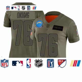 Chargers #76 Russell Okung Camo Women's Stitched Football Limited 2019 Salute to Service Jersey