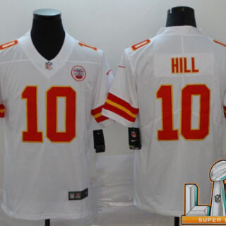 Cheap Super Bowl LV 2021 Men Kansas City Chiefs 10 Hill White Nike Vapor Untouchable Limited NFL Jersey