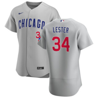 Chicago Cubs #34 Jon Lester Men's Nike Gray Road 2020 Authentic Team Jersey