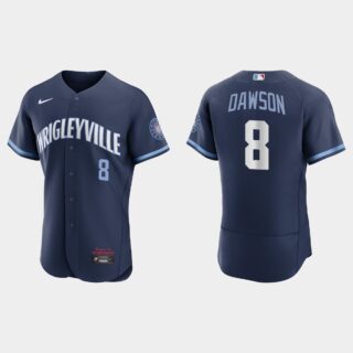 Chicago Cubs #8 Andre Dawson Men's Nike 2021 City Connect Authentic Navy MLB Jersey