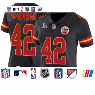 Chiefs #42 Anthony Sherman Black Super Bowl LIV Bound Women's Stitched Football Limited Rush Jersey