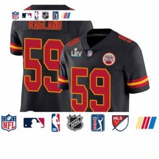Chiefs #59 Reggie Ragland Black Super Bowl LIV Bound Youth Stitched Football Limited Rush Jersey