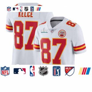 Chiefs #87 Travis Kelce White Super Bowl LIV Bound Youth Stitched Football Vapor Untouchable Limited Jersey